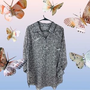 JM Collection Gray shear  Button Down Shirt